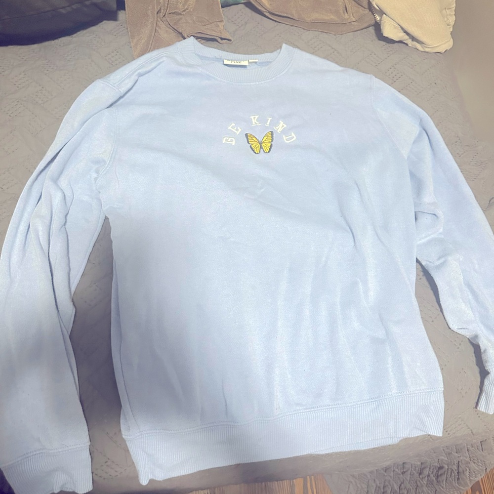 Baby blue “Be Kind” butterfly crewneck